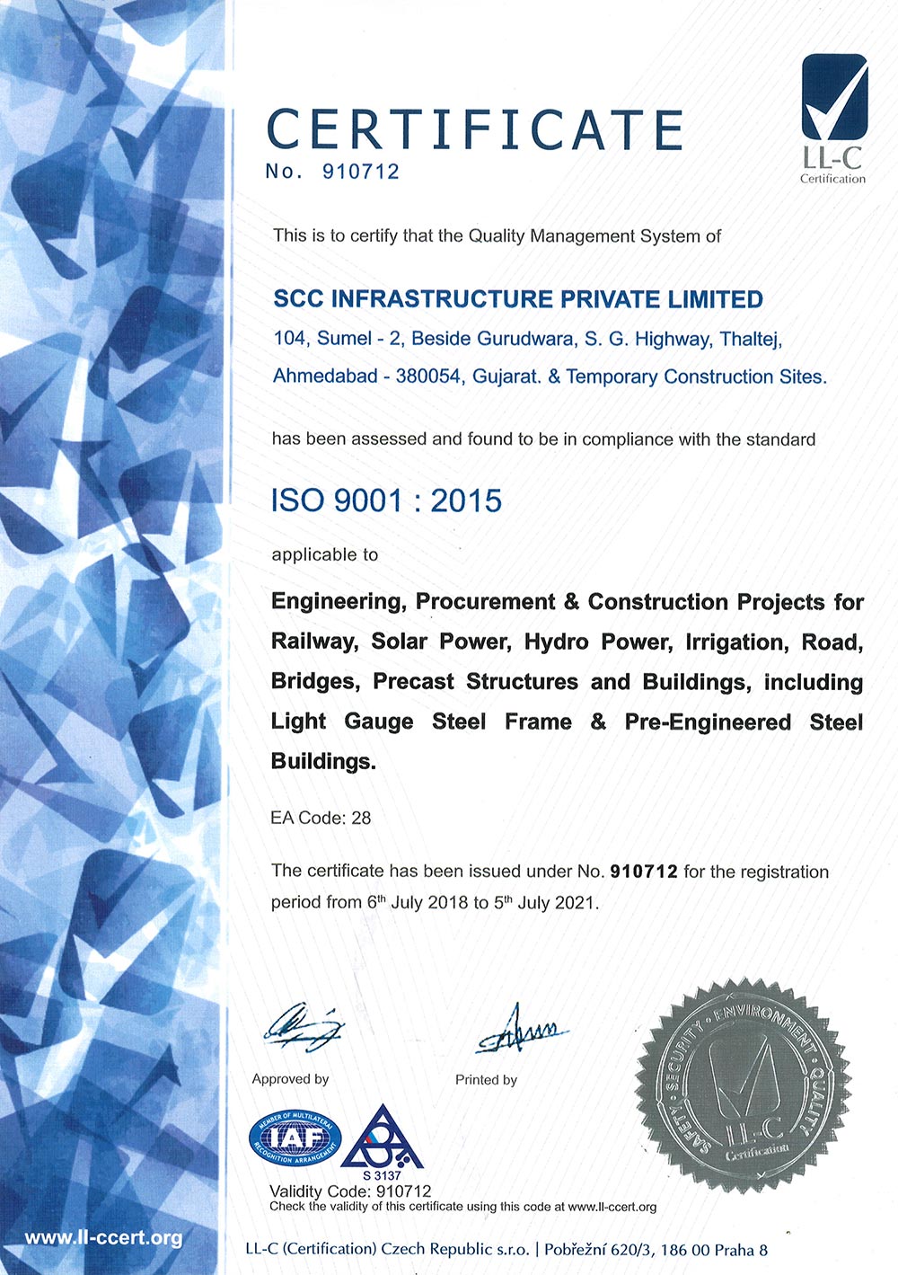 ISO certificate 9001