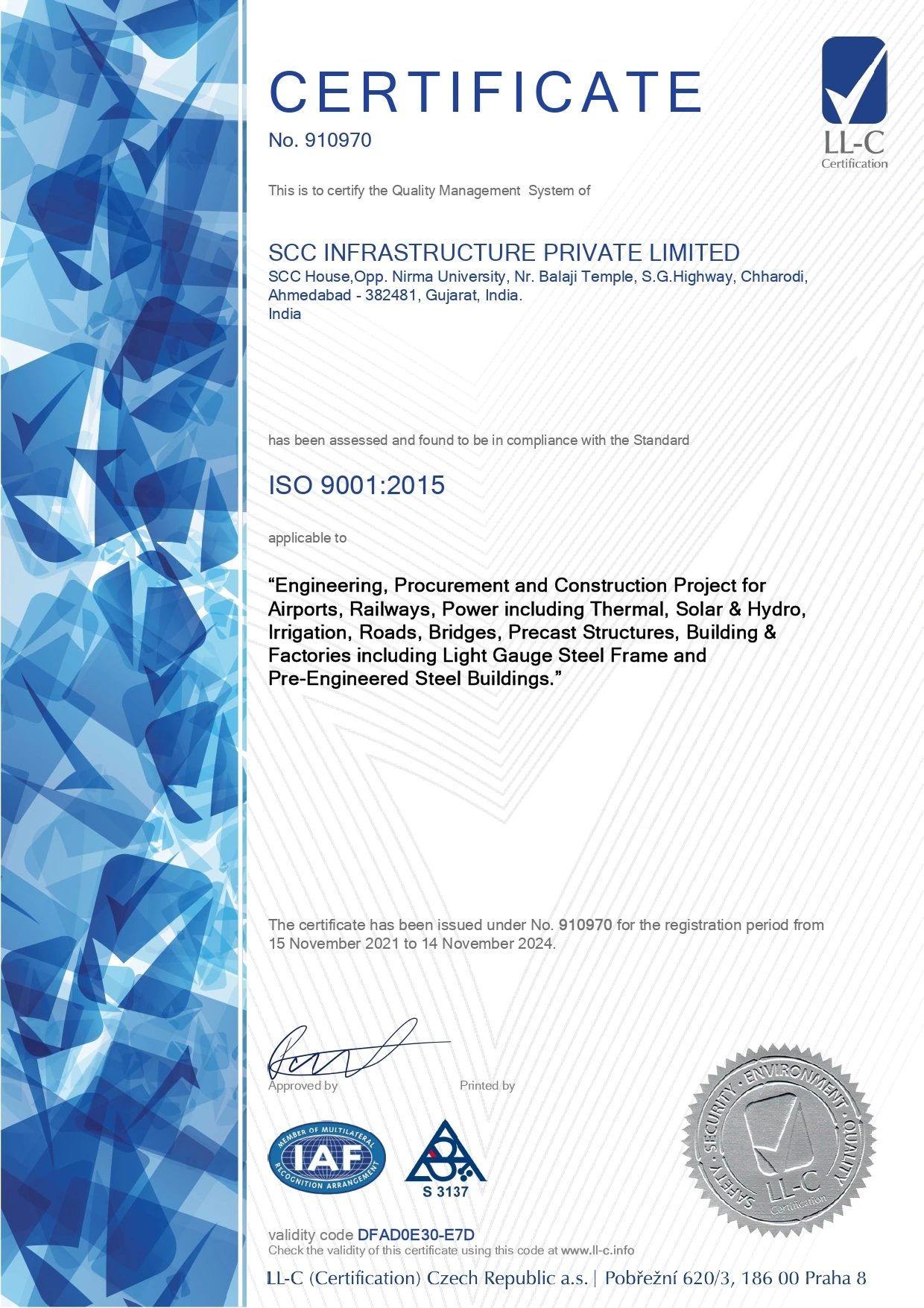 ISO certificate 9001